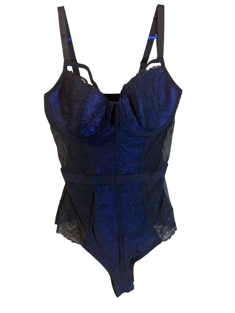 Underwire Lace Shaping Bodysuit in Navy and Black